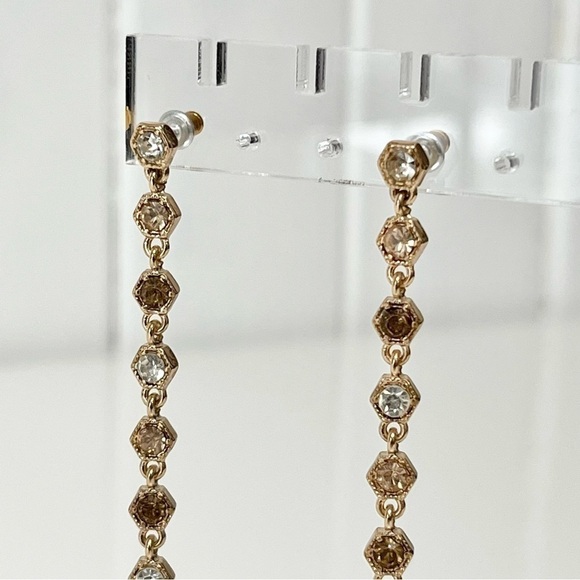 Gold Rhinestone Shoulder Duster Earrings - Picture 6 of 10